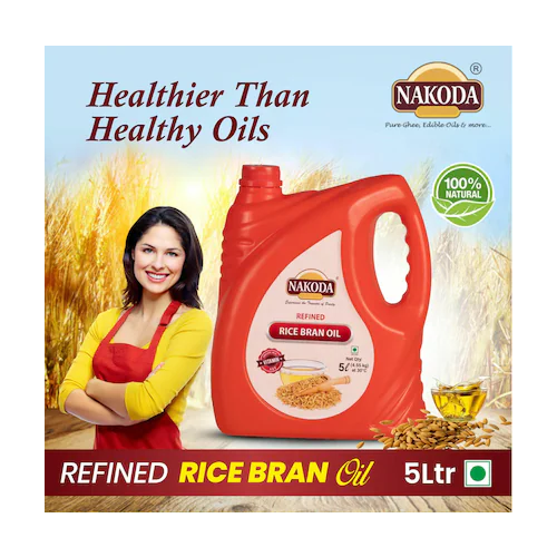 Nakoda Rice Bran Health Oil, Cooking Oil for Healthier Heart, 5L